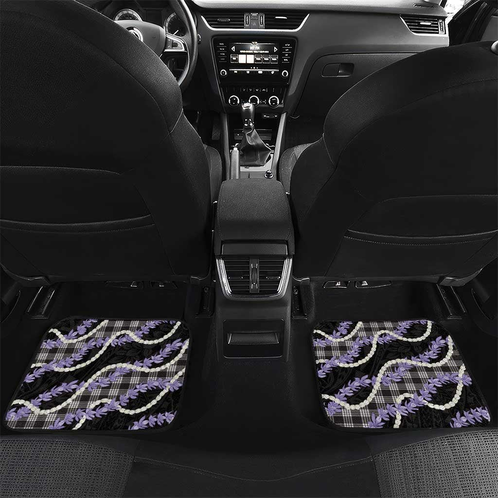 Black Hawaii Palaka Honohono Pikake Car Mats Hawaiian Orchid Lei Polynesian Pattern - Polynesian Pride