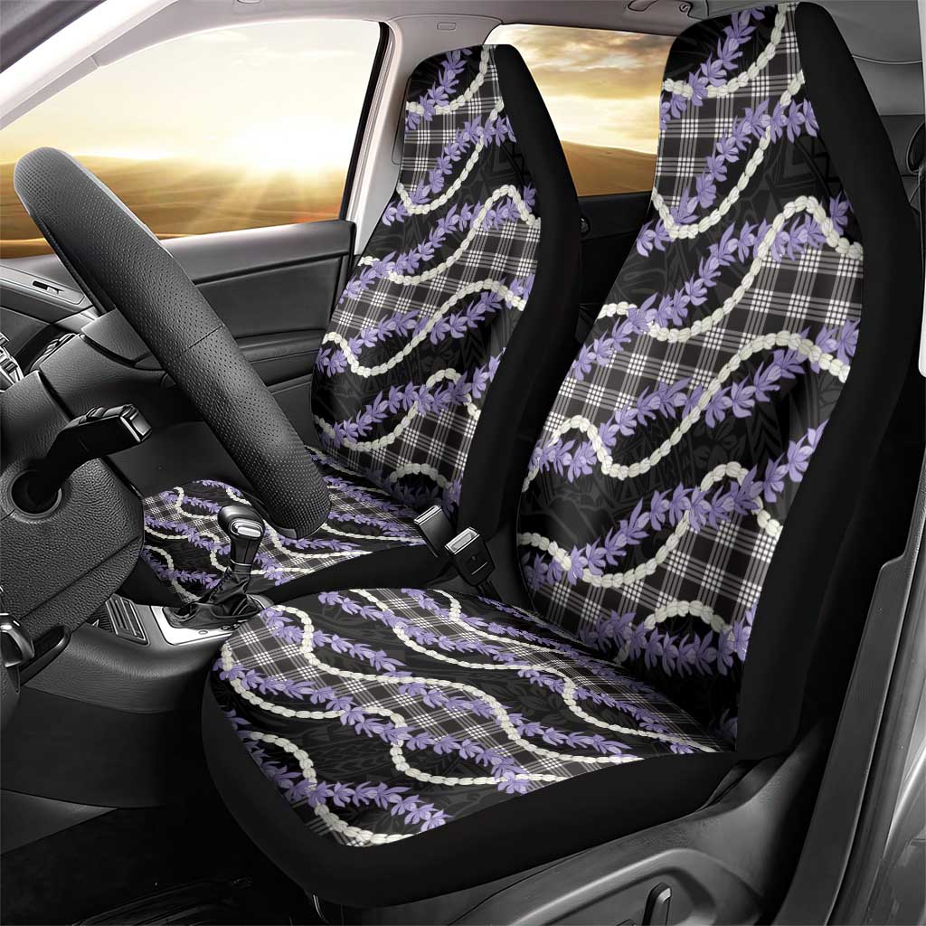Black Hawaii Palaka Honohono Pikake Car Seat Cover Hawaiian Orchid Lei Polynesian Pattern - Polynesian Pride
