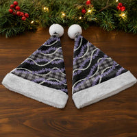 Black Hawaii Palaka Honohono Pikake Christmas Santa Hat Hawaiian Orchid Lei Polynesian Pattern - Polynesian Pride