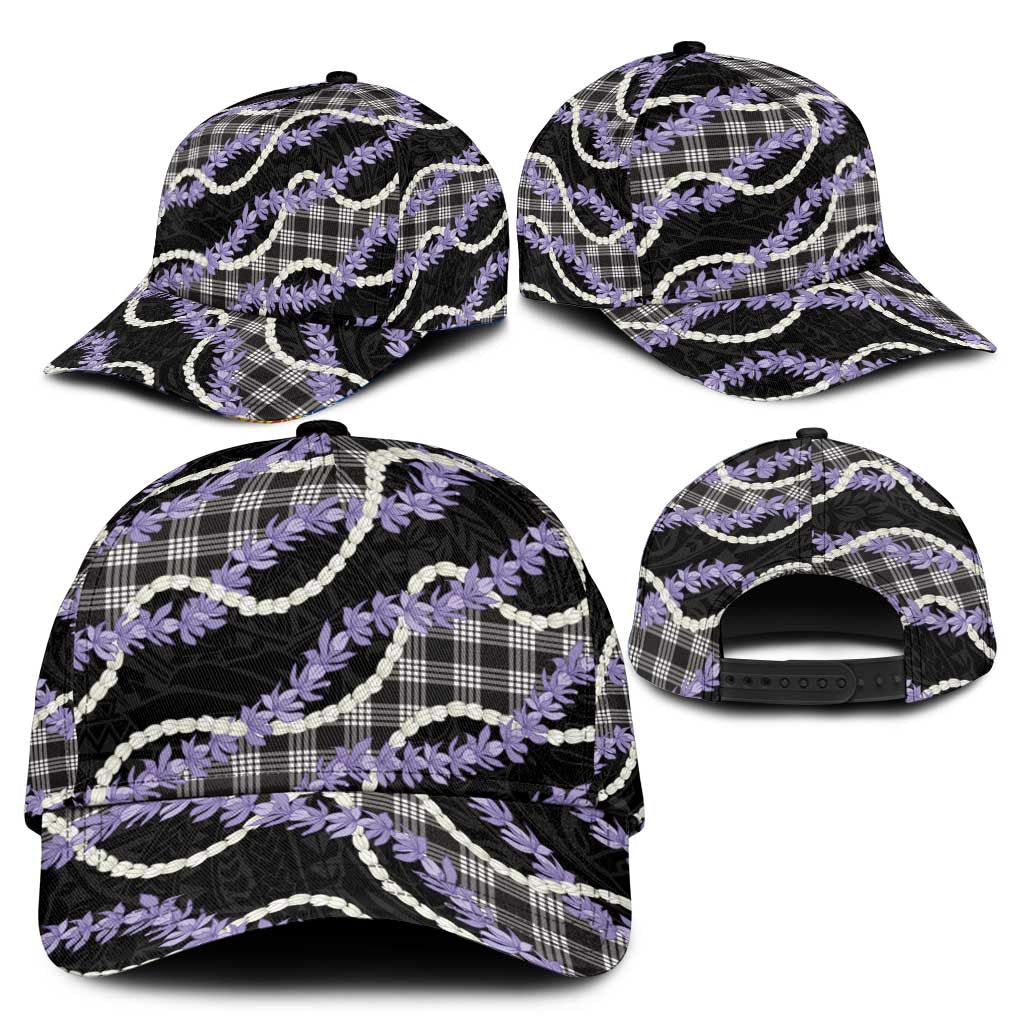 Black Hawaii Palaka Honohono Pikake Classic Cap Hawaiian Orchid Lei Polynesian Pattern - Polynesian Pride