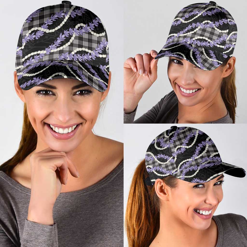 Black Hawaii Palaka Honohono Pikake Classic Cap Hawaiian Orchid Lei Polynesian Pattern - Polynesian Pride