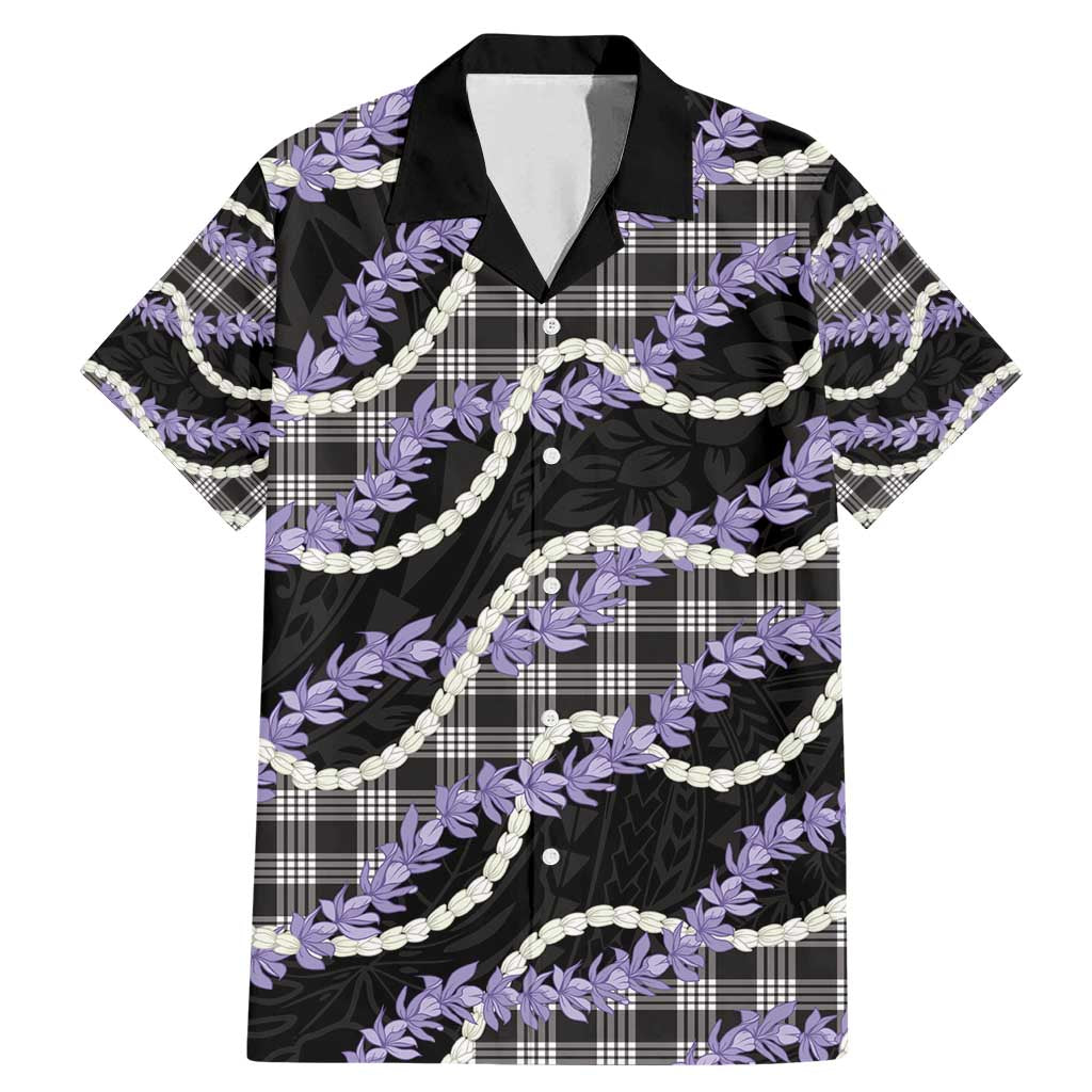 Black Hawaii Palaka Honohono Pikake Family Matching Mermaid Dress and Hawaiian Shirt Hawaiian Orchid Lei Polynesian Pattern - Polynesian Pride