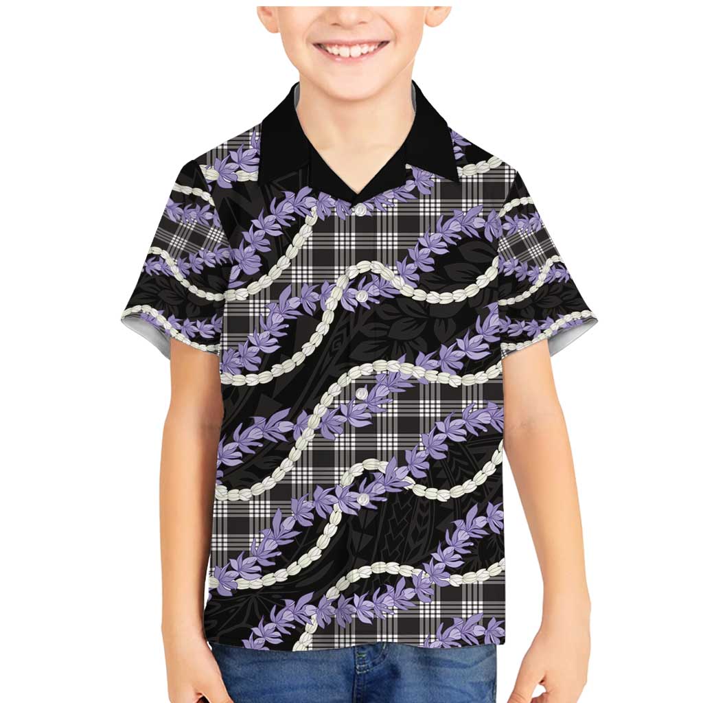 Black Hawaii Palaka Honohono Pikake Family Matching Mermaid Dress and Hawaiian Shirt Hawaiian Orchid Lei Polynesian Pattern - Polynesian Pride