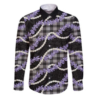 Black Hawaii Palaka Honohono Pikake Family Matching Off The Shoulder Long Sleeve Dress and Hawaiian Shirt Hawaiian Orchid Lei Polynesian Pattern - Polynesian Pride