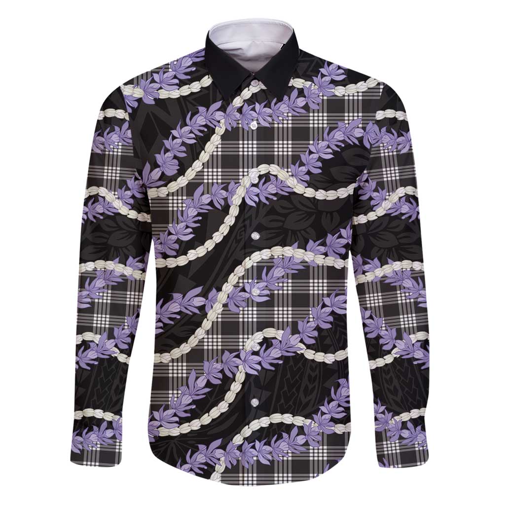 Black Hawaii Palaka Honohono Pikake Family Matching Puletasi and Hawaiian Shirt Hawaiian Orchid Lei Polynesian Pattern - Polynesian Pride