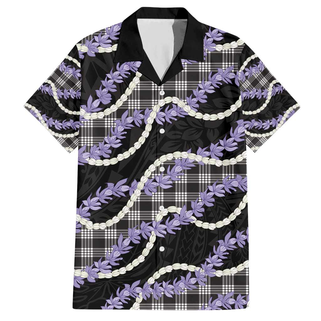 Black Hawaii Palaka Honohono Pikake Family Matching Short Sleeve Bodycon Dress and Hawaiian Shirt Hawaiian Orchid Lei Polynesian Pattern - Polynesian Pride