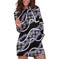 Black Hawaii Palaka Honohono Pikake Hoodie Dress Hawaiian Orchid Lei Polynesian Pattern - Polynesian Pride
