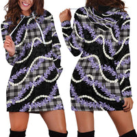Black Hawaii Palaka Honohono Pikake Hoodie Dress Hawaiian Orchid Lei Polynesian Pattern - Polynesian Pride