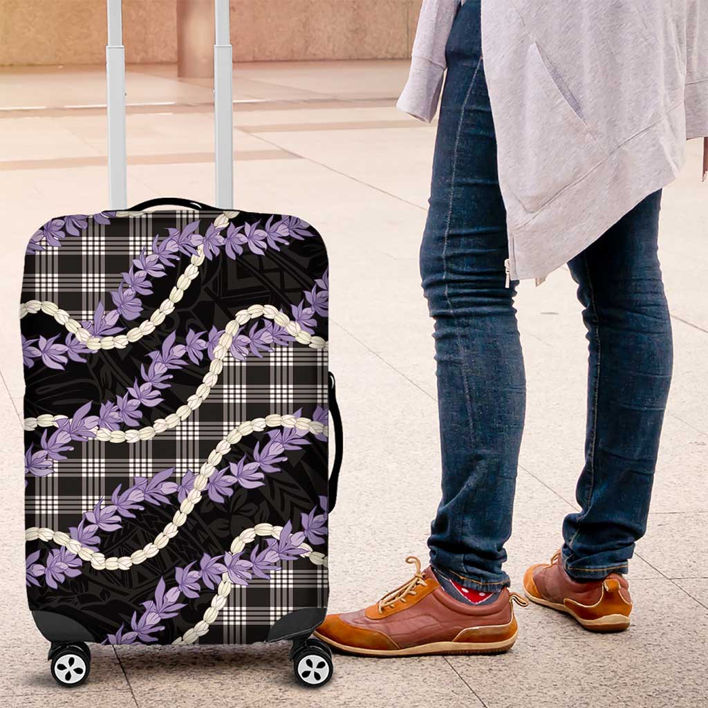 Black Hawaii Palaka Honohono Pikake Luggage Cover Hawaiian Orchid Lei Polynesian Pattern - Polynesian Pride