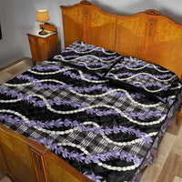 Black Hawaii Palaka Honohono Pikake Quilt Bed Set Hawaiian Orchid Lei Polynesian Pattern - Polynesian Pride