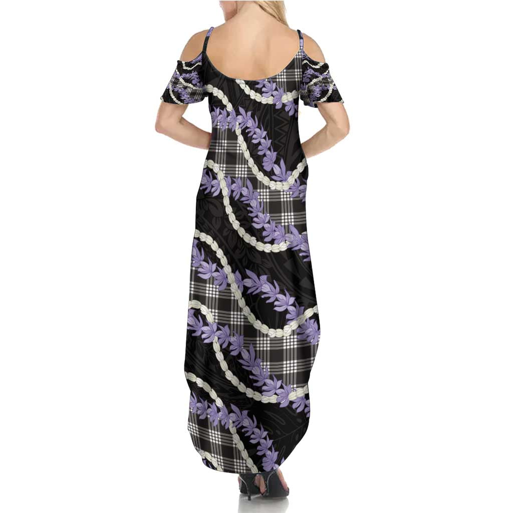 Black Hawaii Palaka Honohono Pikake Summer Maxi Dress Hawaiian Orchid Lei Polynesian Pattern - Polynesian Pride