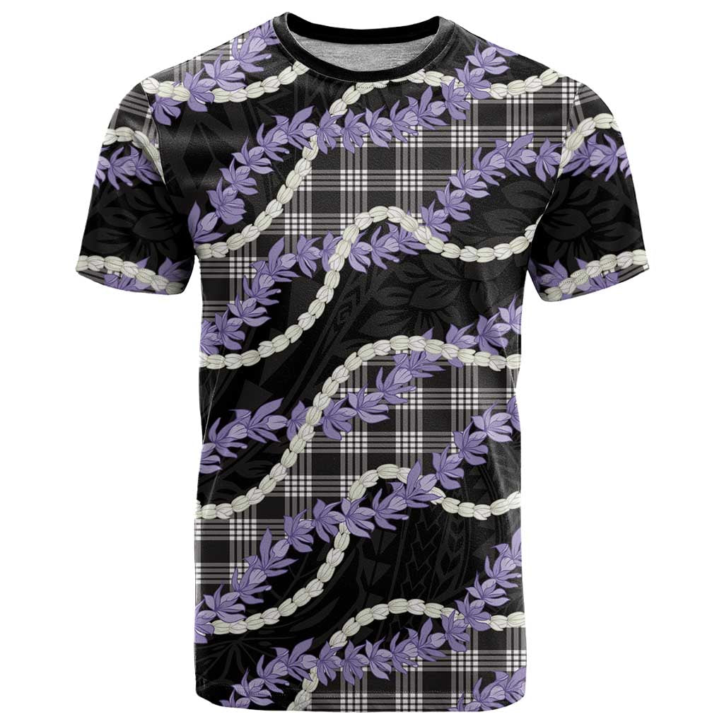 Black Hawaii Palaka Honohono Pikake T Shirt Hawaiian Orchid Lei Polynesian Pattern - Polynesian Pride