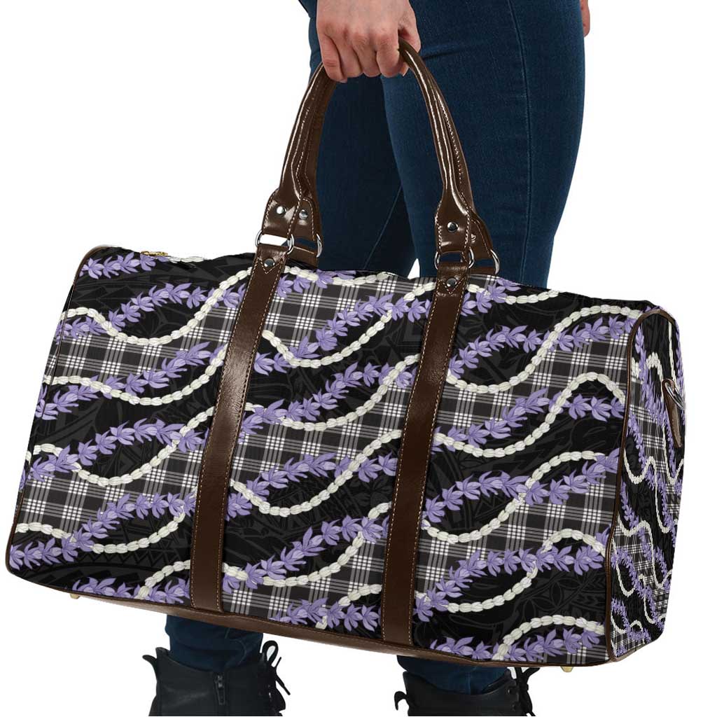 Black Hawaii Palaka Honohono Pikake Travel Bag Hawaiian Orchid Lei Polynesian Pattern - Polynesian Pride