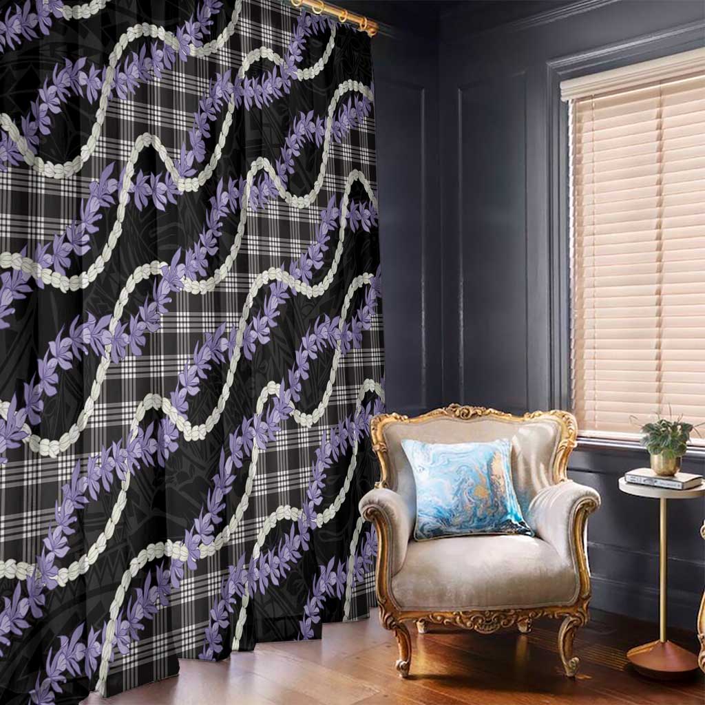 Black Hawaii Palaka Honohono Pikake Window Curtain Hawaiian Orchid Lei Polynesian Pattern - Polynesian Pride