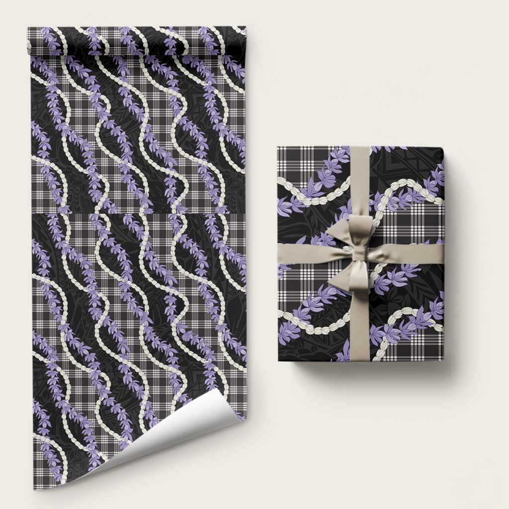 Black Hawaii Palaka Honohono Pikake Wrapping Paper Hawaiian Orchid Lei Polynesian Pattern - Polynesian Pride