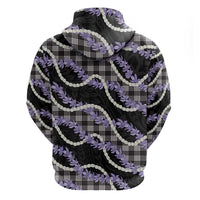 Black Hawaii Palaka Honohono Pikake Zip Hoodie Hawaiian Orchid Lei Polynesian Pattern - Polynesian Pride