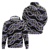 Black Hawaii Palaka Honohono Pikake Zip Hoodie Hawaiian Orchid Lei Polynesian Pattern - Polynesian Pride