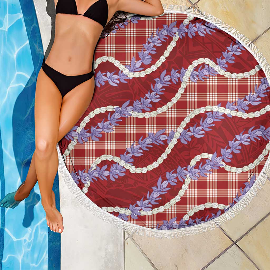 Red Hawaii Palaka Honohono Pikake Beach Blanket Hawaiian Orchid Lei Polynesian Pattern - Polynesian Pride