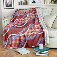 Red Hawaii Palaka Honohono Pikake Blanket Hawaiian Orchid Lei Polynesian Pattern - Polynesian Pride