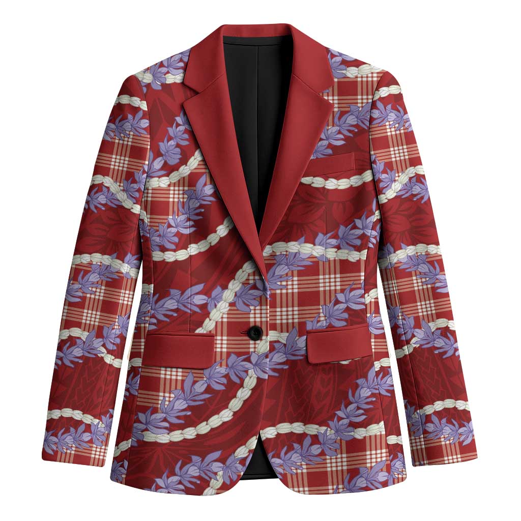 Red Hawaii Palaka Honohono Pikake Blazer Hawaiian Orchid Lei Polynesian Pattern - Polynesian Pride