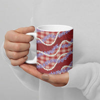 Red Hawaii Palaka Honohono Pikake Ceramic Mug Hawaiian Orchid Lei Polynesian Pattern - Polynesian Pride