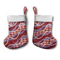 Red Hawaii Palaka Honohono Pikake Christmas Stocking Hawaiian Orchid Lei Polynesian Pattern - Polynesian Pride