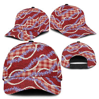 Red Hawaii Palaka Honohono Pikake Classic Cap Hawaiian Orchid Lei Polynesian Pattern - Polynesian Pride