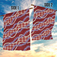 Red Hawaii Palaka Honohono Pikake Garden Flag Hawaiian Orchid Lei Polynesian Pattern - Polynesian Pride