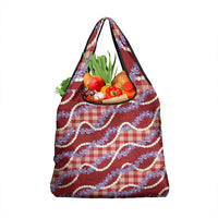 Red Hawaii Palaka Honohono Pikake Grocery Bag Hawaiian Orchid Lei Polynesian Pattern - Polynesian Pride