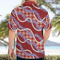 Red Hawaii Palaka Honohono Pikake Hawaiian Shirt Hawaiian Orchid Lei Polynesian Pattern - Polynesian Pride