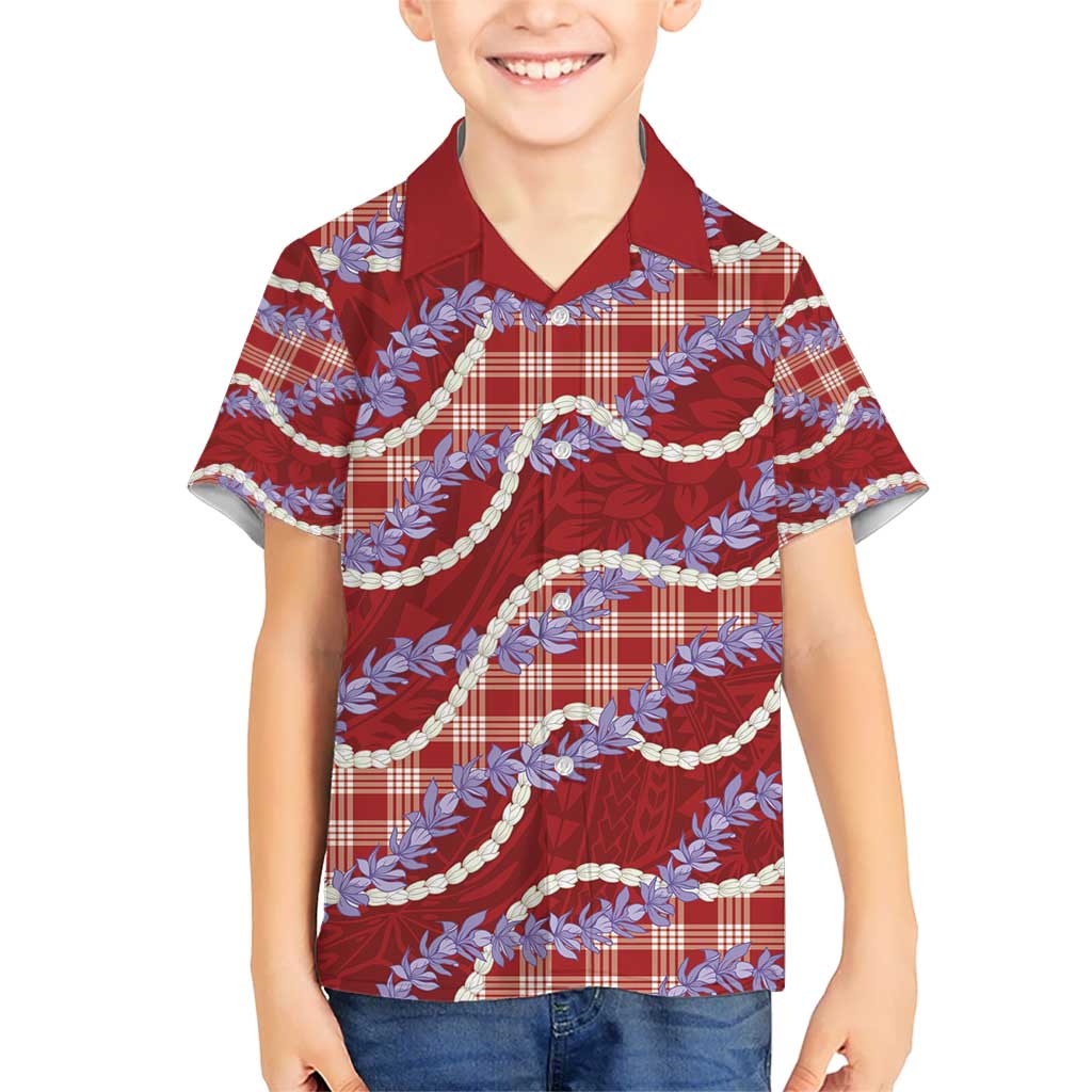 Red Hawaii Palaka Honohono Pikake Hawaiian Shirt Hawaiian Orchid Lei Polynesian Pattern - Polynesian Pride