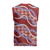 Red Hawaii Palaka Honohono Pikake Christmas Knitted V-Neck Vest Hawaiian Orchid Lei Polynesian Pattern LT14 - Polynesian Pride