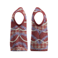 Red Hawaii Palaka Honohono Pikake Christmas Knitted V-Neck Vest Hawaiian Orchid Lei Polynesian Pattern LT14 - Polynesian Pride