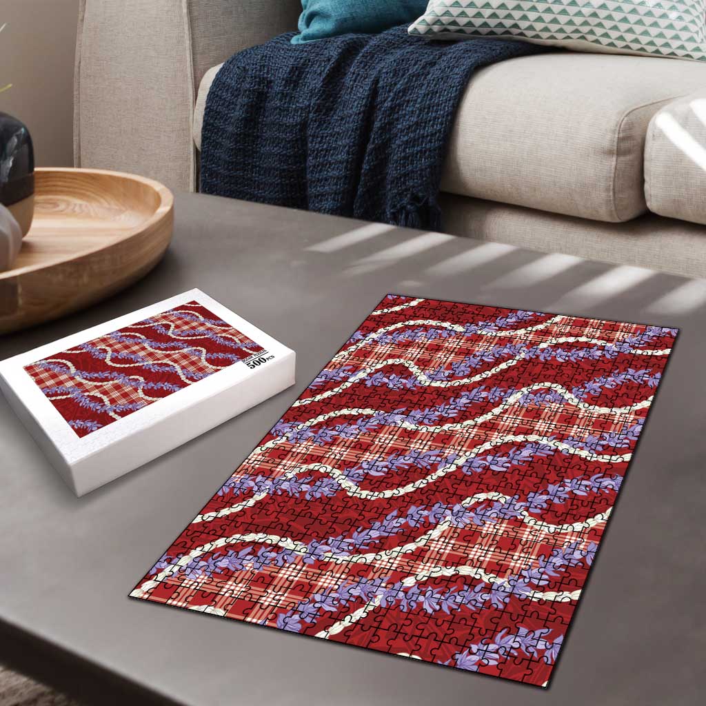Red Hawaii Palaka Honohono Pikake Puzzle Hawaiian Orchid Lei Polynesian Pattern - Polynesian Pride