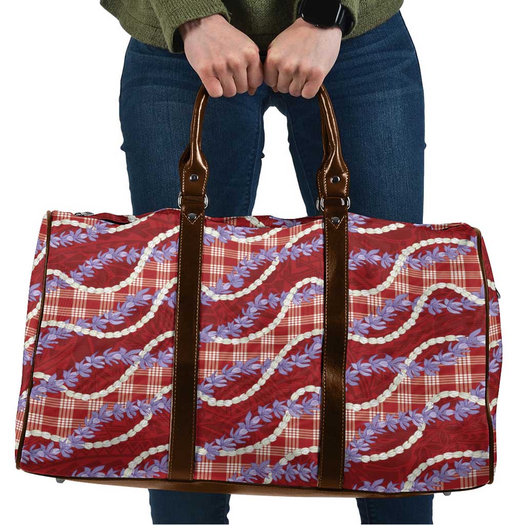 Red Hawaii Palaka Honohono Pikake Travel Bag Hawaiian Orchid Lei Polynesian Pattern - Polynesian Pride