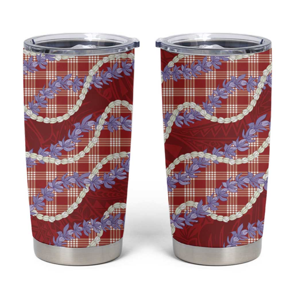 Red Hawaii Palaka Honohono Pikake Tumbler Cup Hawaiian Orchid Lei Polynesian Pattern - Polynesian Pride
