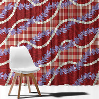 Red Hawaii Palaka Honohono Pikake Window Curtain Hawaiian Orchid Lei Polynesian Pattern - Polynesian Pride