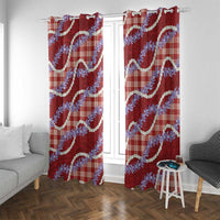 Red Hawaii Palaka Honohono Pikake Window Curtain Hawaiian Orchid Lei Polynesian Pattern - Polynesian Pride