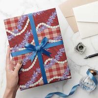 Red Hawaii Palaka Honohono Pikake Wrapping Paper Hawaiian Orchid Lei Polynesian Pattern - Polynesian Pride