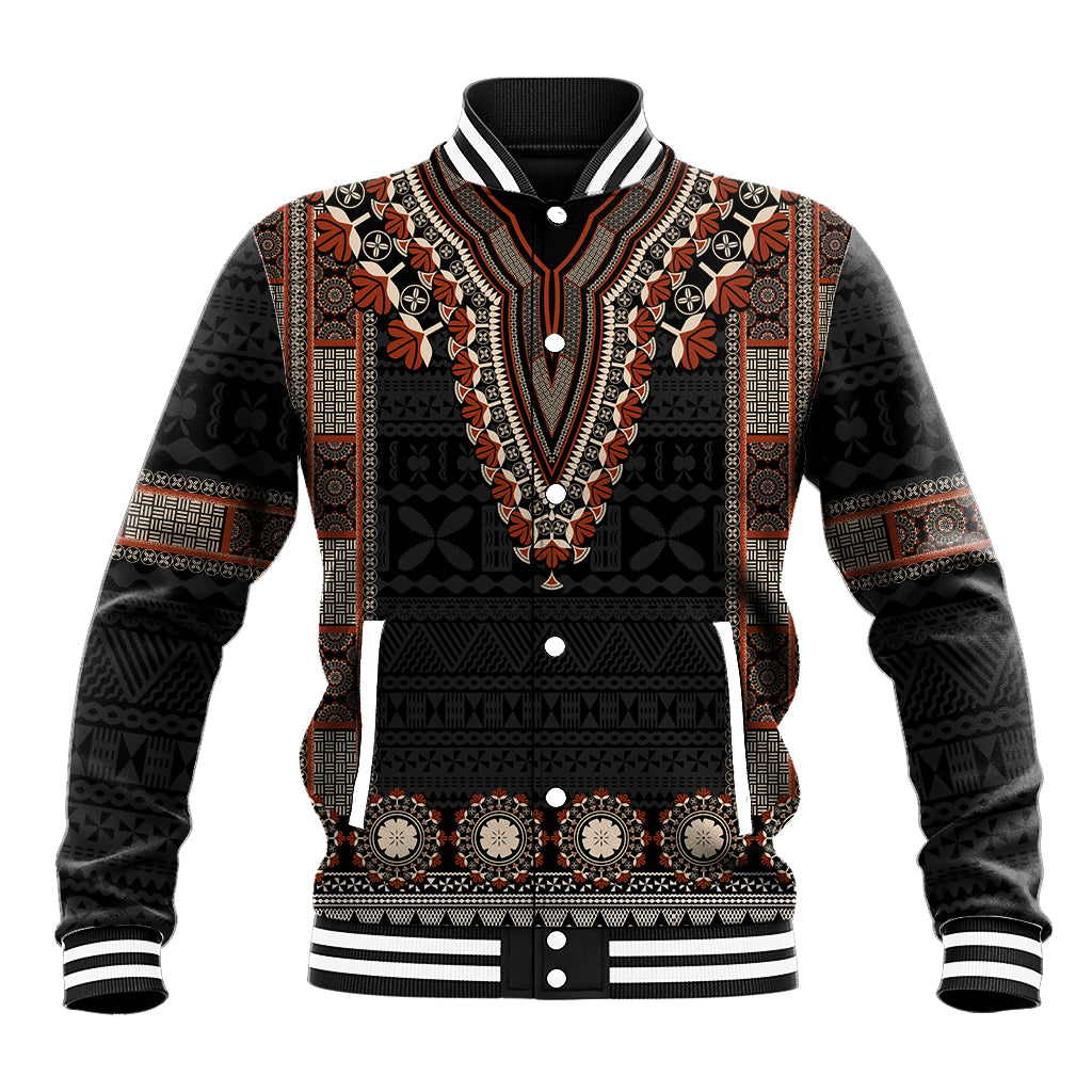 Bula Fiji Dashiki Vintage Fijian Masi Tapa Pattern Baseball Jacket LT14 Unisex Brown - Polynesian Pride