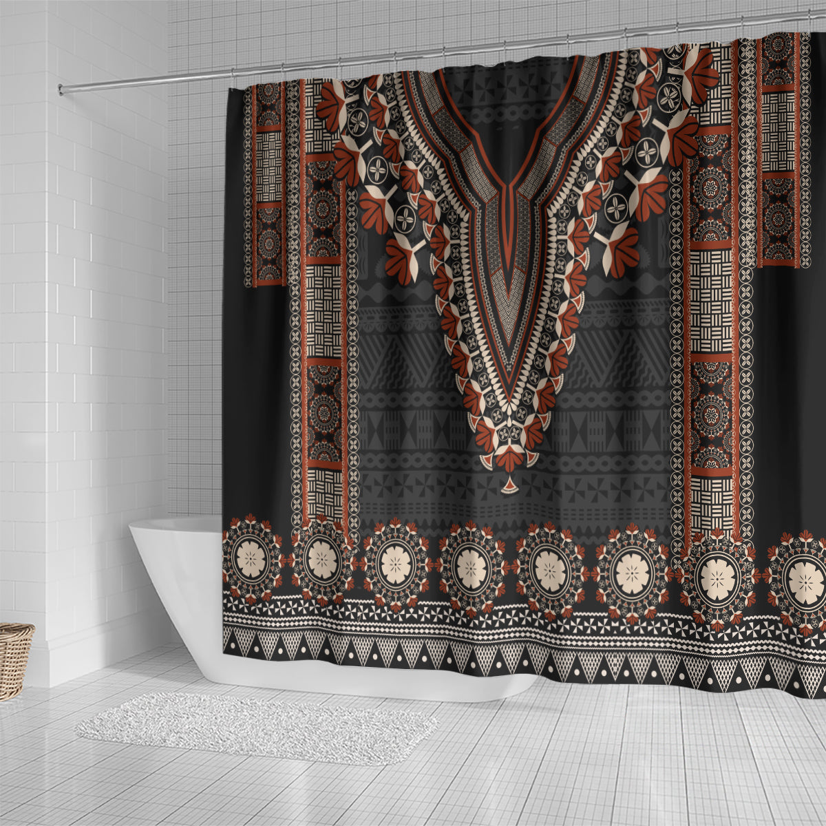 Bula Fiji Dashiki Vintage Fijian Masi Tapa Pattern Shower Curtain LT14 - Polynesian Pride