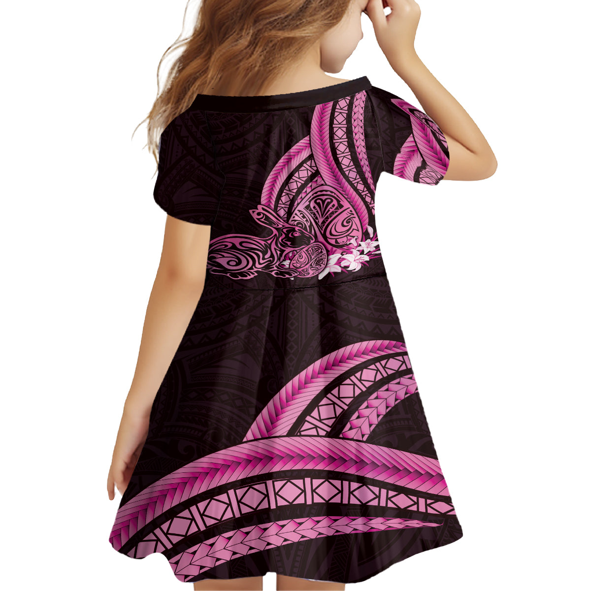 Pink Polynesia Easter Day Family Matching Off Shoulder Maxi Dress and Hawaiian Shirt Eggs With Bunny Polynesian Pattern