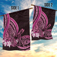 Pink Polynesia Easter Day Garden Flag Eggs With Bunny Polynesian Pattern