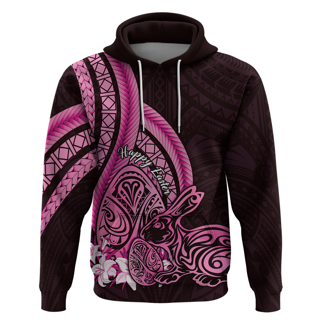 Pink Polynesia Easter Day Hoodie Eggs With Bunny Polynesian Pattern