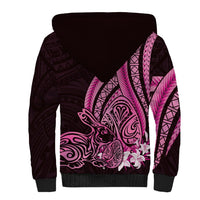 Pink Polynesia Easter Day Sherpa Hoodie Eggs With Bunny Polynesian Pattern