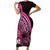 Pink Polynesia Easter Day Short Sleeve Bodycon Dress Eggs With Bunny Polynesian Pattern