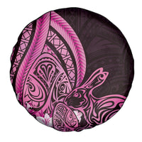 Pink Polynesia Easter Day Spare Tire Cover Eggs With Bunny Polynesian Pattern