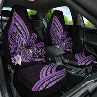 Purple Polynesia Easter Day Car Seat Cover Eggs With Bunny Polynesian Pattern