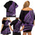 Purple Polynesia Easter Day Family Matching Off Shoulder Short Dress and Hawaiian Shirt Eggs With Bunny Polynesian Pattern
