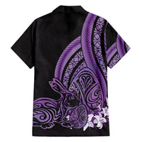 Purple Polynesia Easter Day Family Matching Off Shoulder Short Dress and Hawaiian Shirt Eggs With Bunny Polynesian Pattern